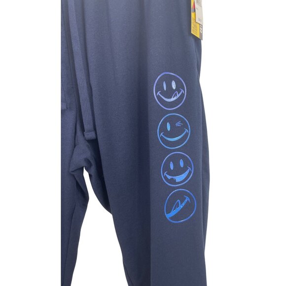 Joe Boxer Men's Size Large Navy Blue French Terry Pajama Pants Smiley Face - Picture 4 of 10